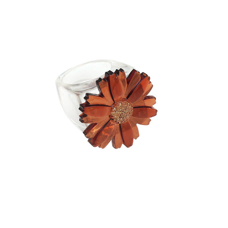 Acrylic Flower Ring Geometric Floral Design Unisex Jewelry