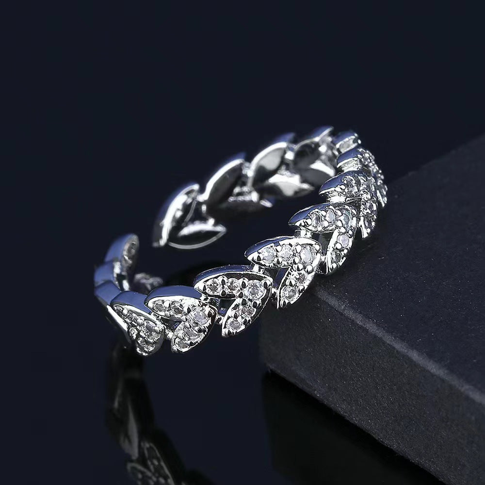 Simple Fashion All Match Ceremony Ring Diamond Rings Open Mouths Unisex Silver Copper Adjustable Size U Shaped
