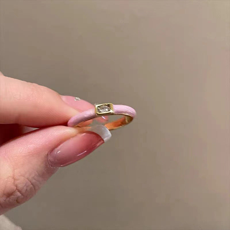 Womens Adjustable Copper Geometric Open Ring Glazed Finish