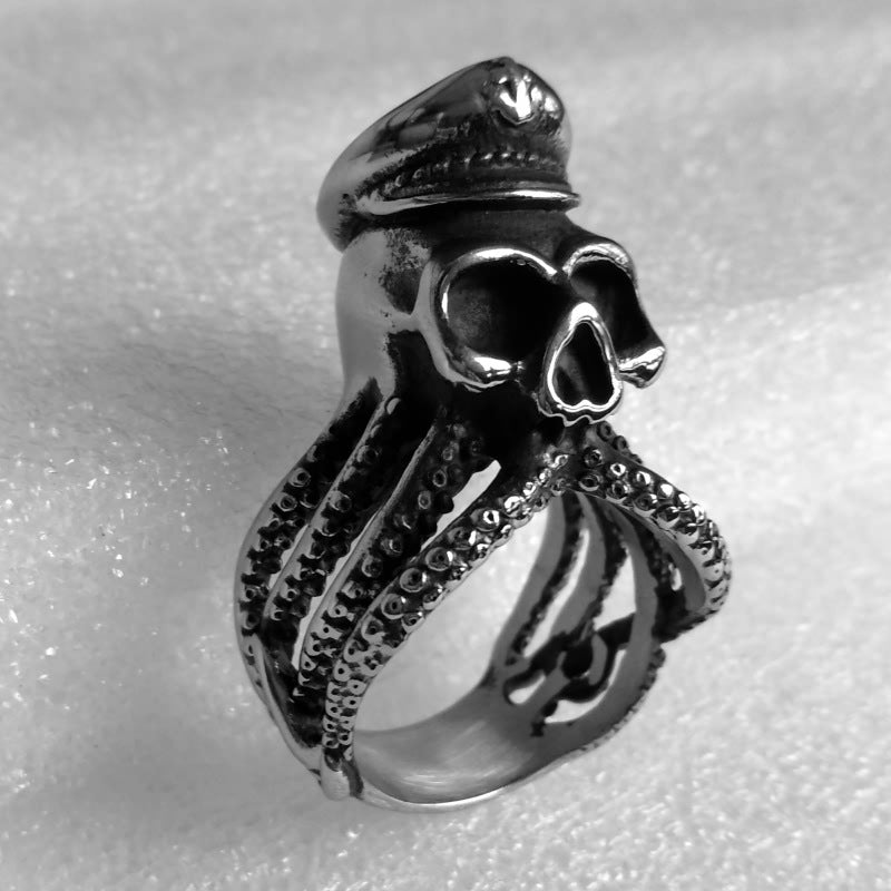 Octopus Skull Titanium Steel Rock Ring Mens Ring European American Styles US7 US8 US9 US10 US11 US12 US13 Ring