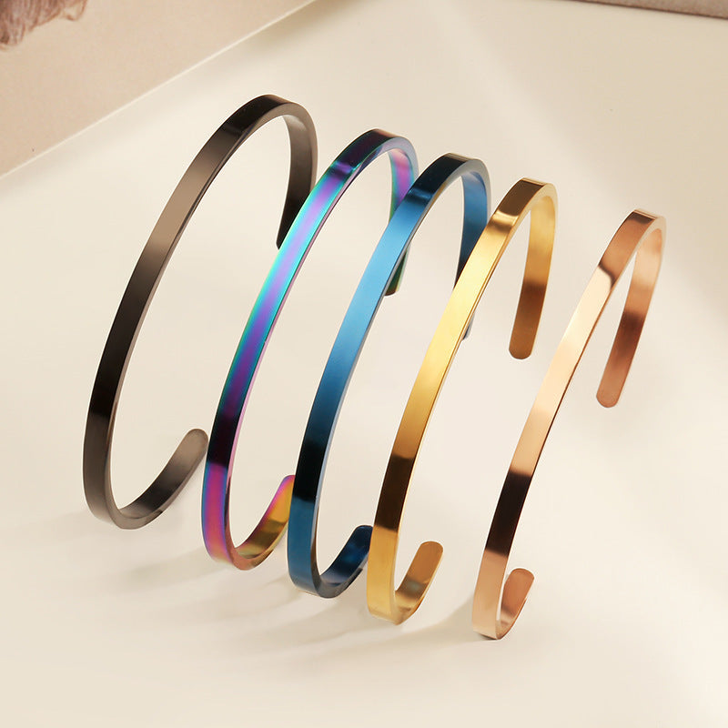 Women Titanium Steel Bracelet Natural Design With Electroplated Finish 4 Mm Wide Open Clasp Jewelry For Women