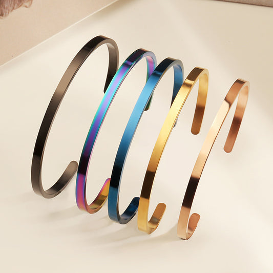 Women Titanium Steel Bracelet Natural Design With Electroplated Finish 4 Mm Wide Open Clasp Jewelry For Women