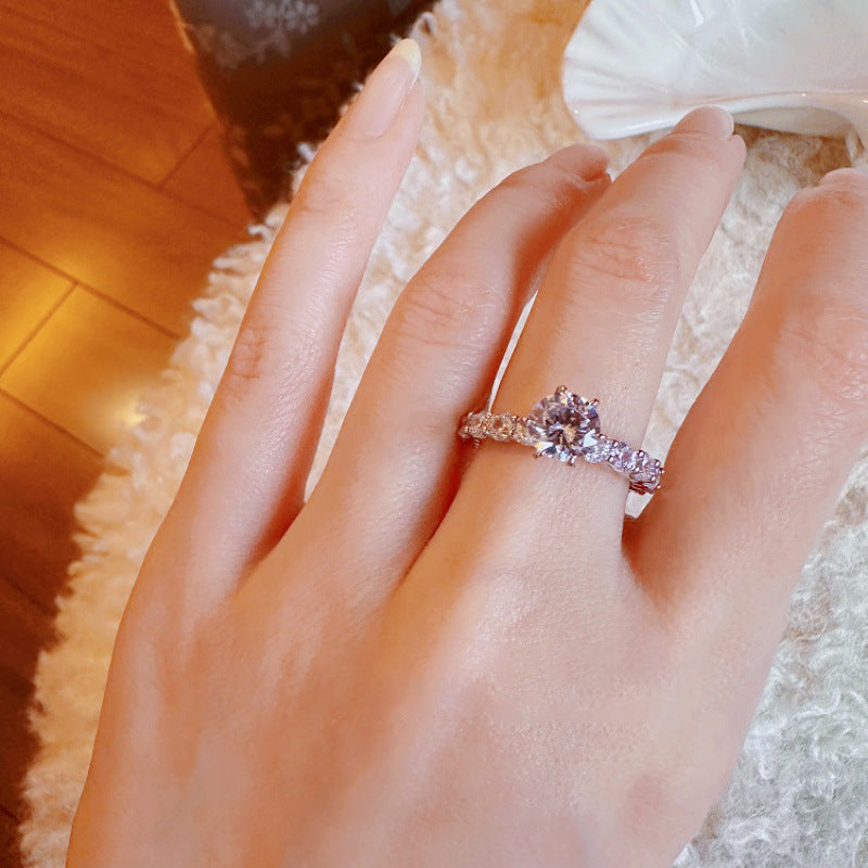 Womens Adjustable Copper Ring With Rhinestones Geometric Slim Design Refined Simple Fashion Jewelry Daily Wear