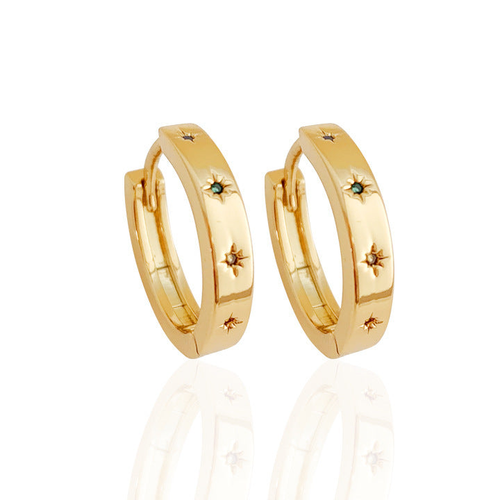 Womens Five Pointed Star Earrings Sweet Ear Jewelry Cool Ear Bone Ring High Sense Copper Earrings Fashion OL Earrings Pair of Earrings Gold Platinum