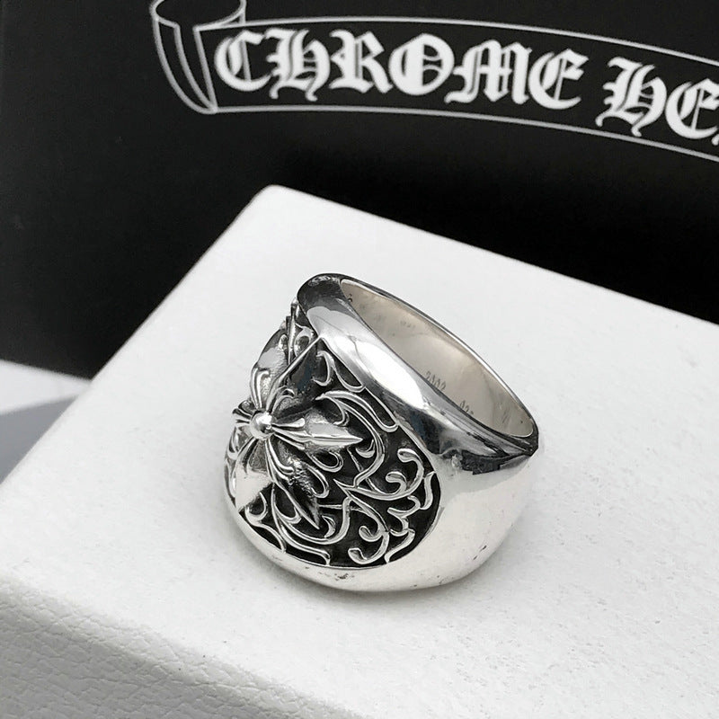 Mens Hexagram Wide Adjustable Copper Vintage Ring Distinctive Statement Jewelry Accessory Fashion For Men Wear