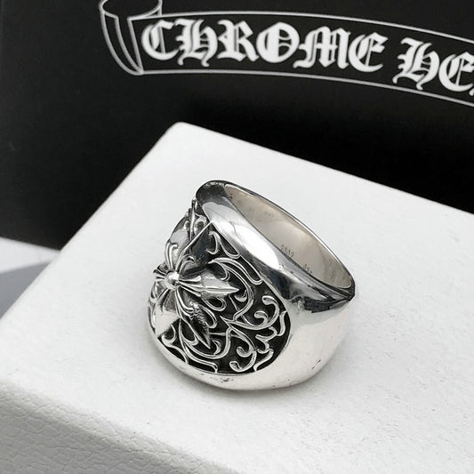 Mens Hexagram Wide Adjustable Copper Vintage Ring Distinctive Statement Jewelry Accessory Fashion For Men Wear