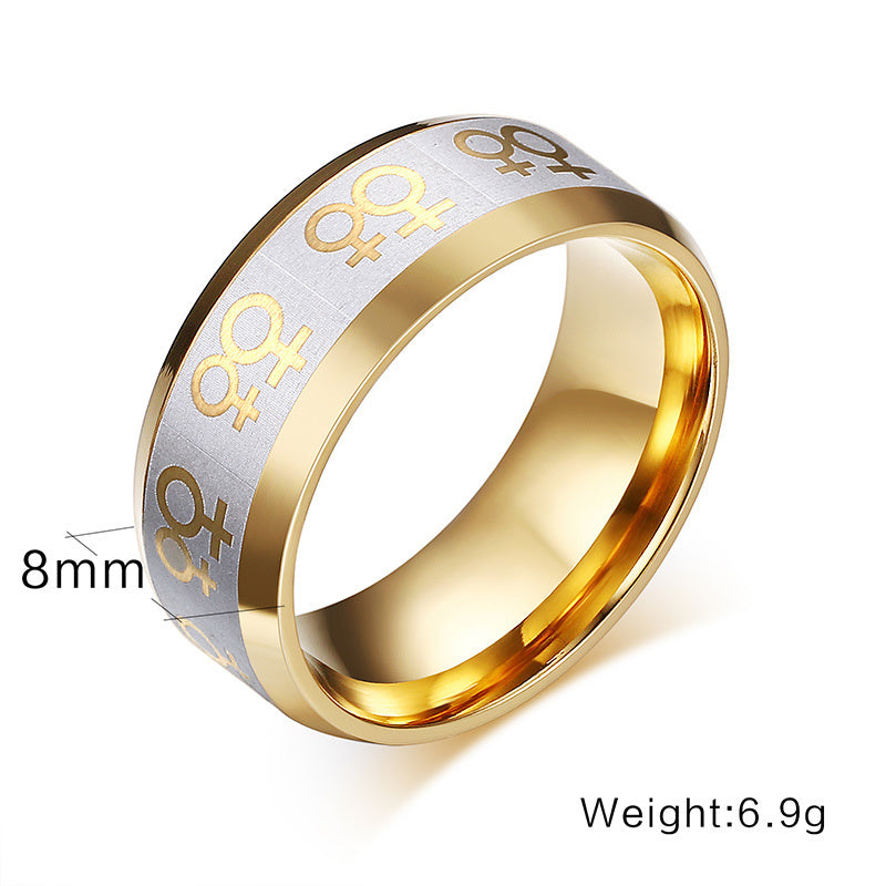 Titanium Steel Personalized Fashion Ring For Men Cartoonish Character Style Electroplating Sizes 7 8 9 10 11 12
