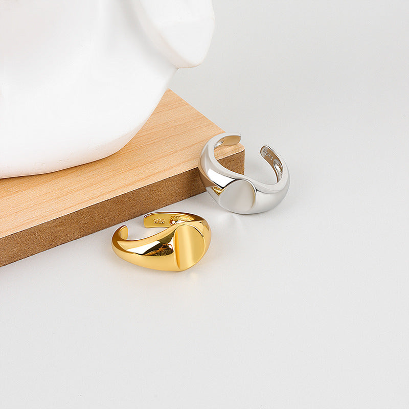 Geometric Copper Ring For Women With Glossy Electroplated