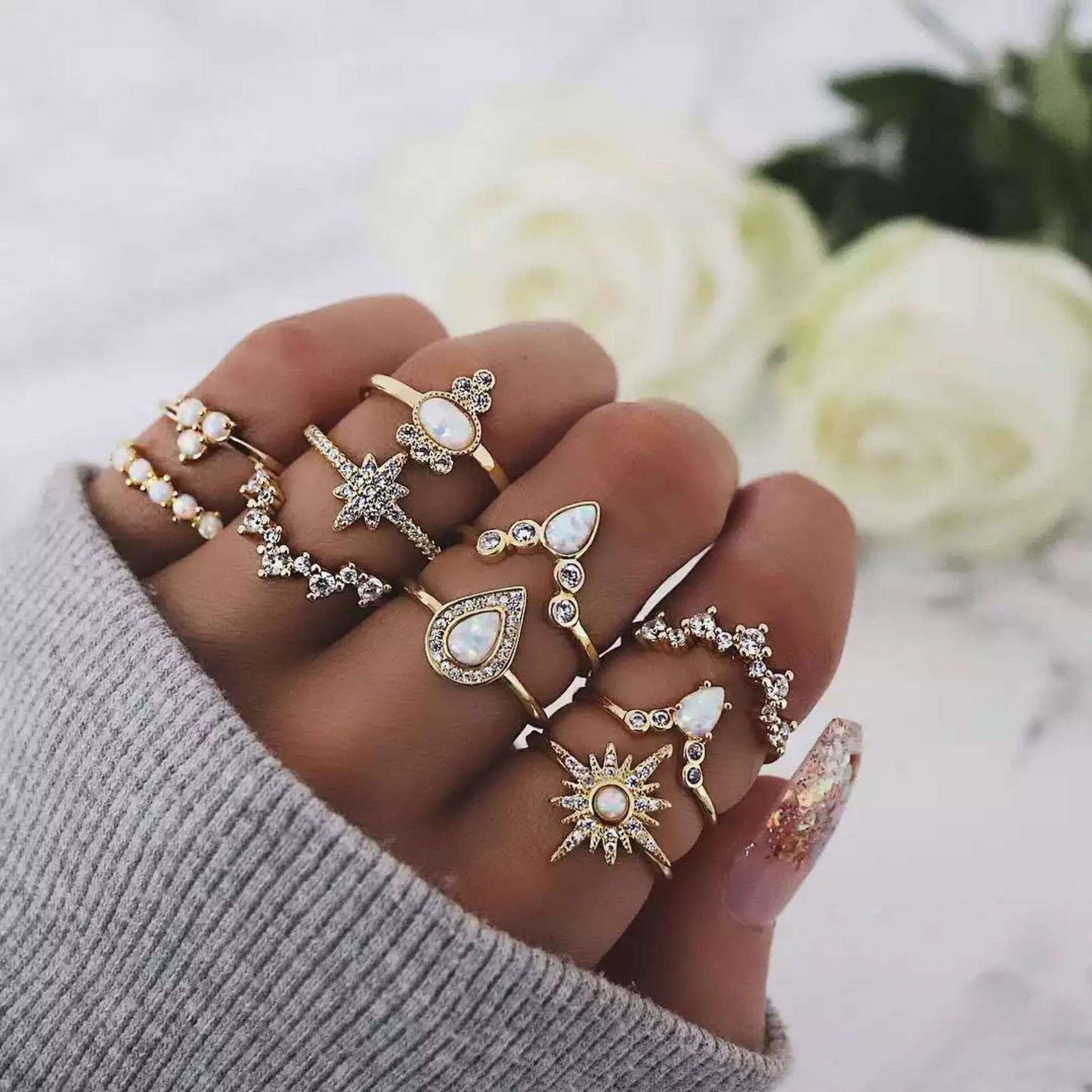 Unisex Alloy Ring Set Gold Tone Jewelry Fashion For Everyday Wear Trendy Rings Women Men Unisex For Daily Wear