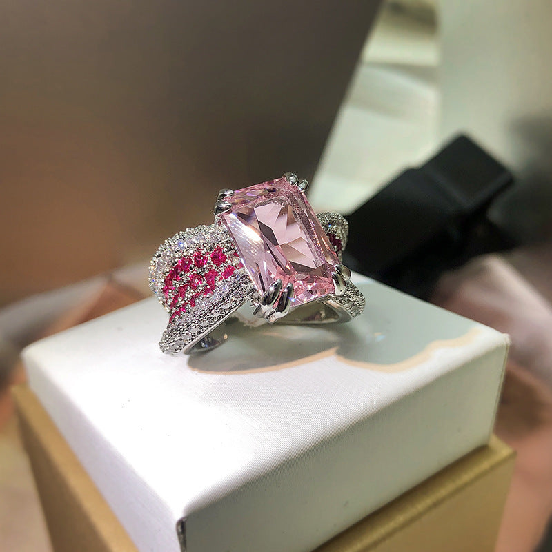 Women's Pink Diamond Ring With Personalized Opening