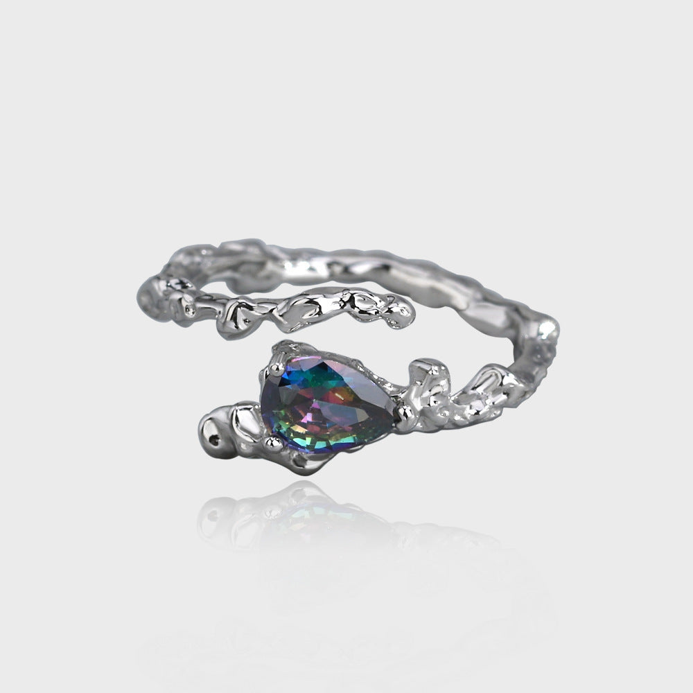 Unisex Adjustable Ring Irregular Colorful Stone Copper Gold Plated Fashion Jewelry For Men Women Durable Daily