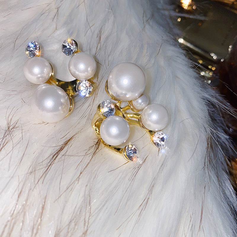 Geometric Pearl Ring Open Style For Women Elegant Jewelry Index Finger Ring Pearl Jewelry For Daily Wear Gifts