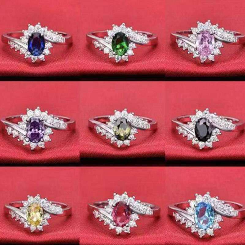 Geometric Alloy Ring With Inlaid Artificial Gemstones Electroplated Metal Fashion Jewelry For Women Party Style