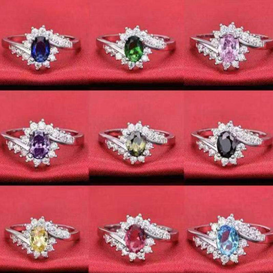 Geometric Alloy Ring With Inlaid Artificial Gemstones Electroplated Metal Fashion Jewelry For Women Party Style