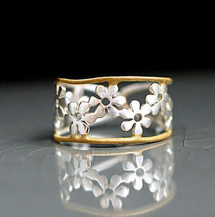 Floral Adjustable Ring Two Tone Chrysanthemum Sunflower Design 18K Rose Gold Plated Alloy Jewelry for Women Idea Today