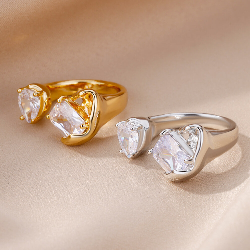 Unisex Electroplated Copper Square Ring With Geometric Design And Round Elements European And American Style 2