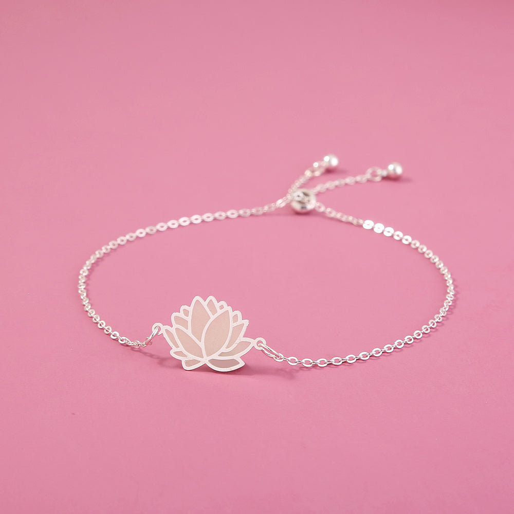 Lotus Flower Glow Bracelet Drop Design Electroplated Brass Chain Copper Charm Fashion Glow In The Dark Sparkle