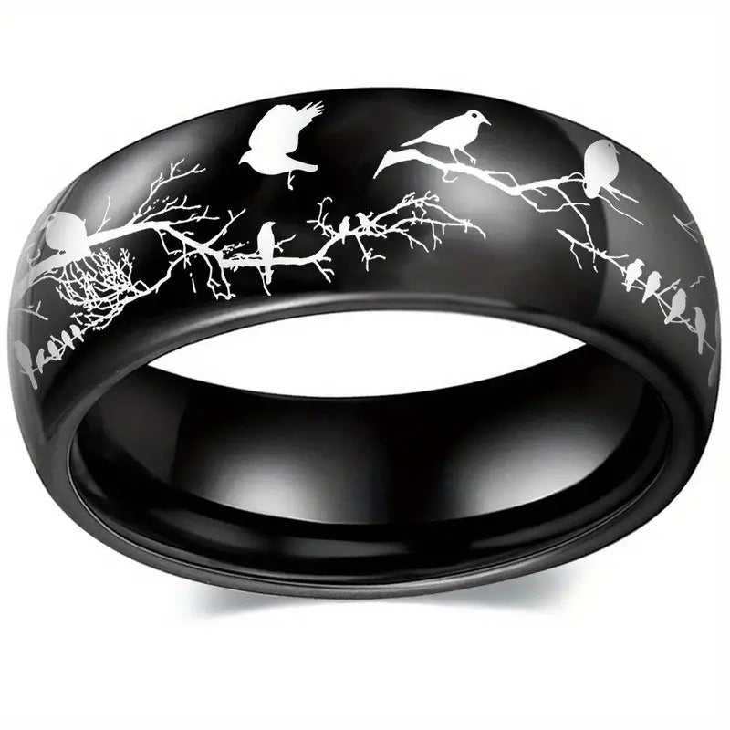 Stainless Steel Star Bird Couple Rings Set Matching Promise Wedding Bands Fashion Jewelry For Him And Her Gift