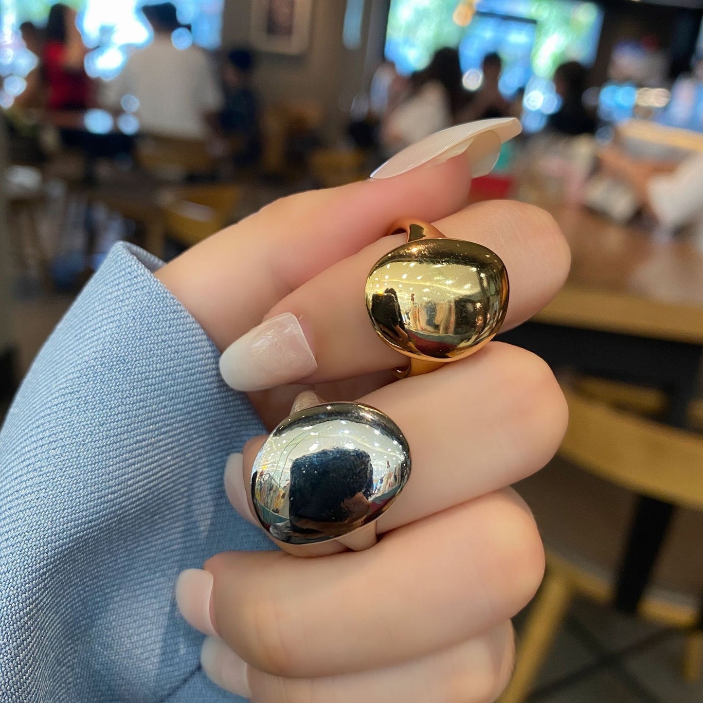 Womens Adjustable Ring Silver Electroplated Geometric Ring Glossy Finish Simple Ring All Match Niche Ring Design