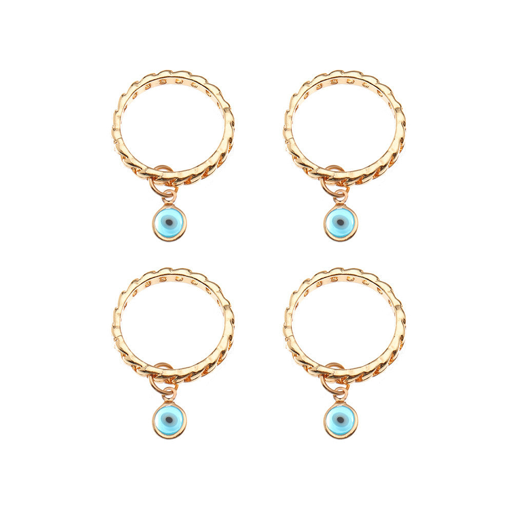 Street Punk Demon Eye Pendant Ring Bar Knot Alloy Ins Style Jewelry for Men Women Gift Trendy Gothic Accessory