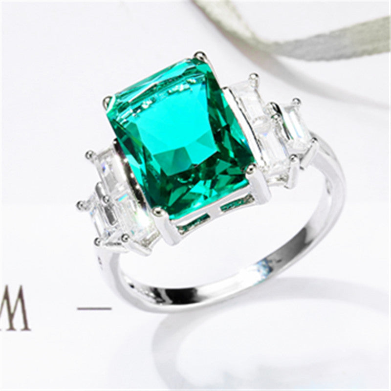 Emerald Square Silver 925 Ring For Men Geometric Design With Diamond Finish Quality Craft Modern Fashion Jewelry Gift