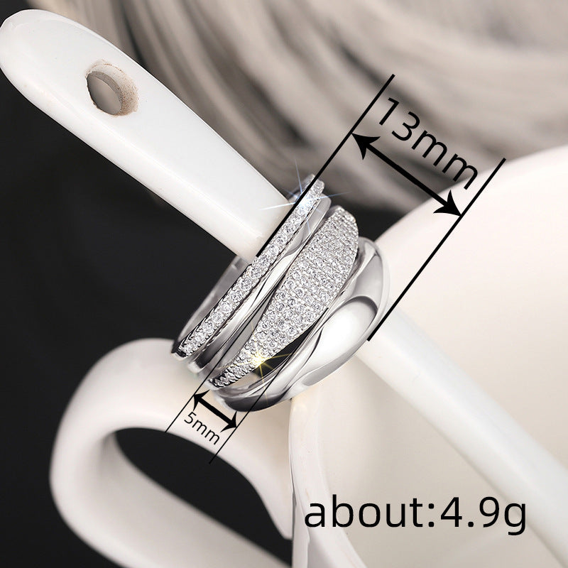 Women Ring Set 4 Piece Rhinestone Zircon Inlaid Gold Copper Geometric Fashion Jewelry Gifts For Everyday Wear