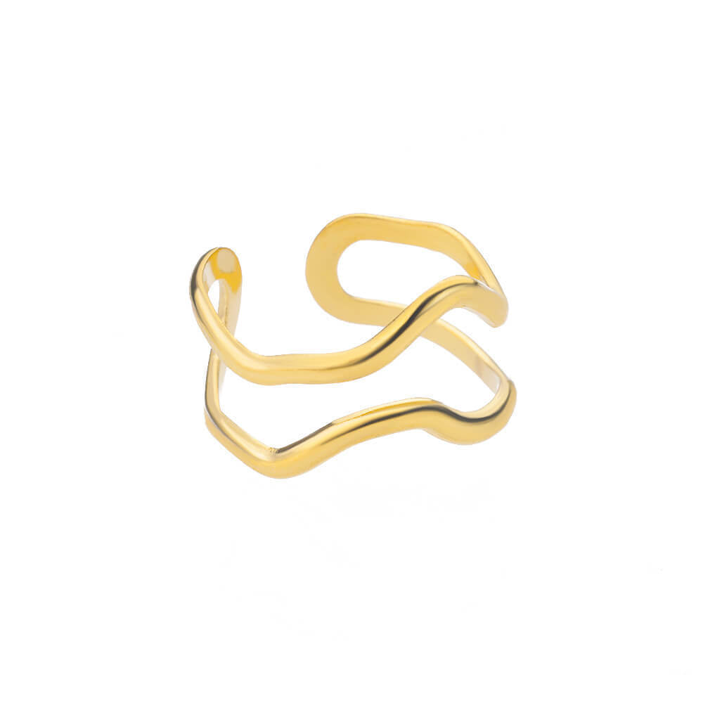 Womens Stainless Steel Ring Adjustable Geometric Open Ring Round Electroplated Jewelry for Women Everyday Wears