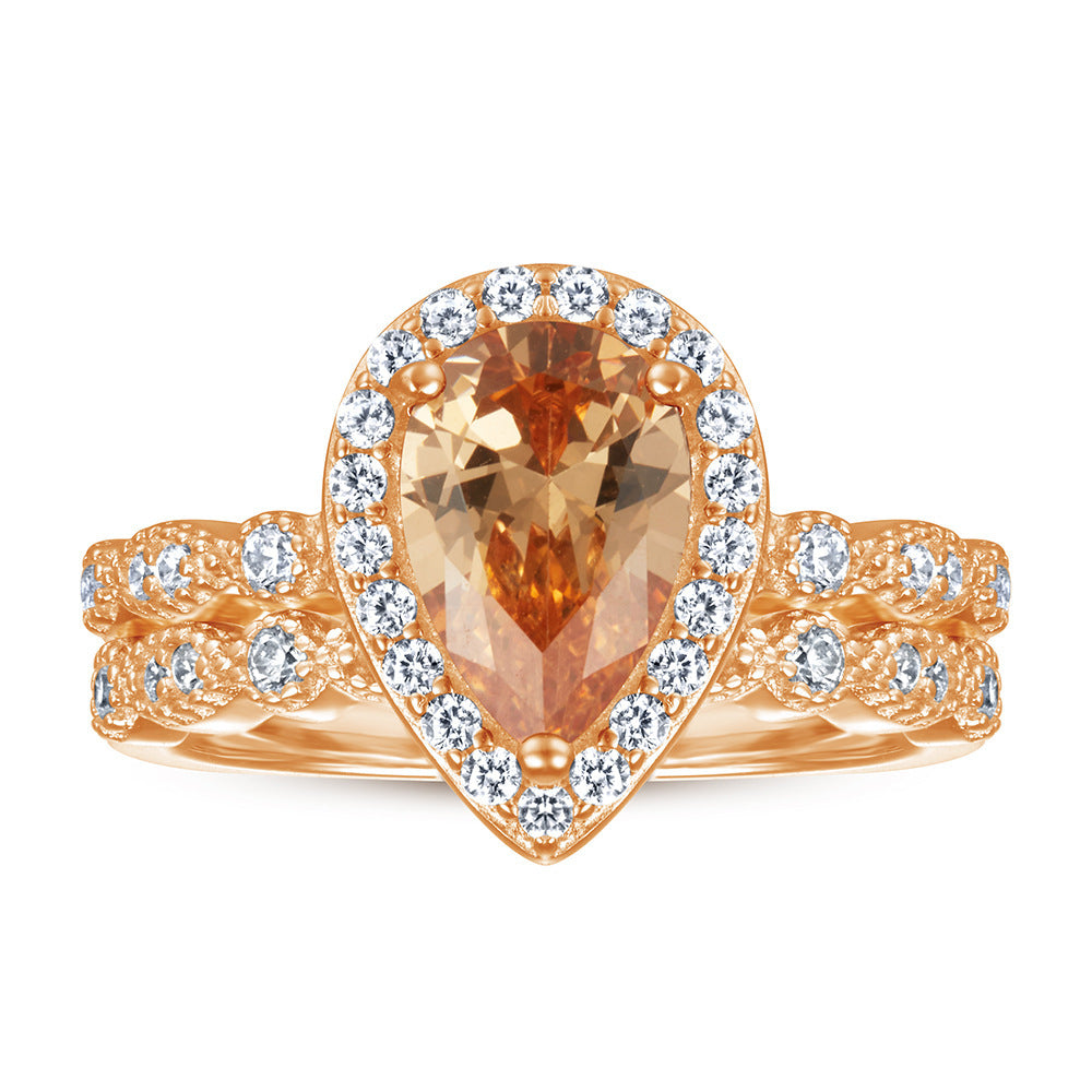 Womens Sterling Silver Rings Set Drop Shape Design European American Inspired Fashion Jewelry For Women Lineup