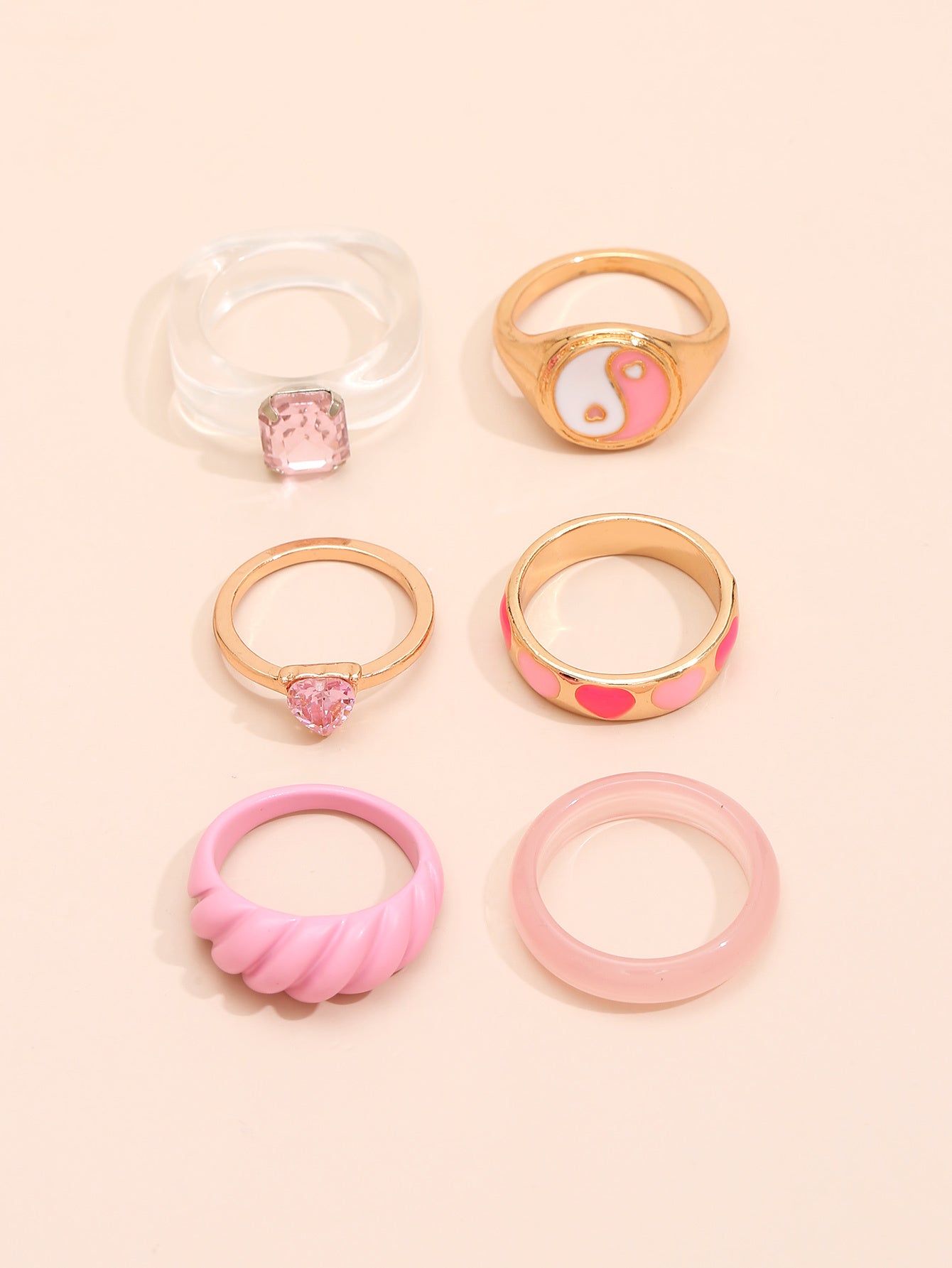 Womens Fashion Ring Set Irregular Zinc Alloy Electroplated Rings For Women Simple Style Jewelry Set Elegant Everyday