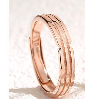 Couples Rings Set Adjustable Geometric Matching Rings For Him And Her Rose Gold And Platinum Nice Gift For Two