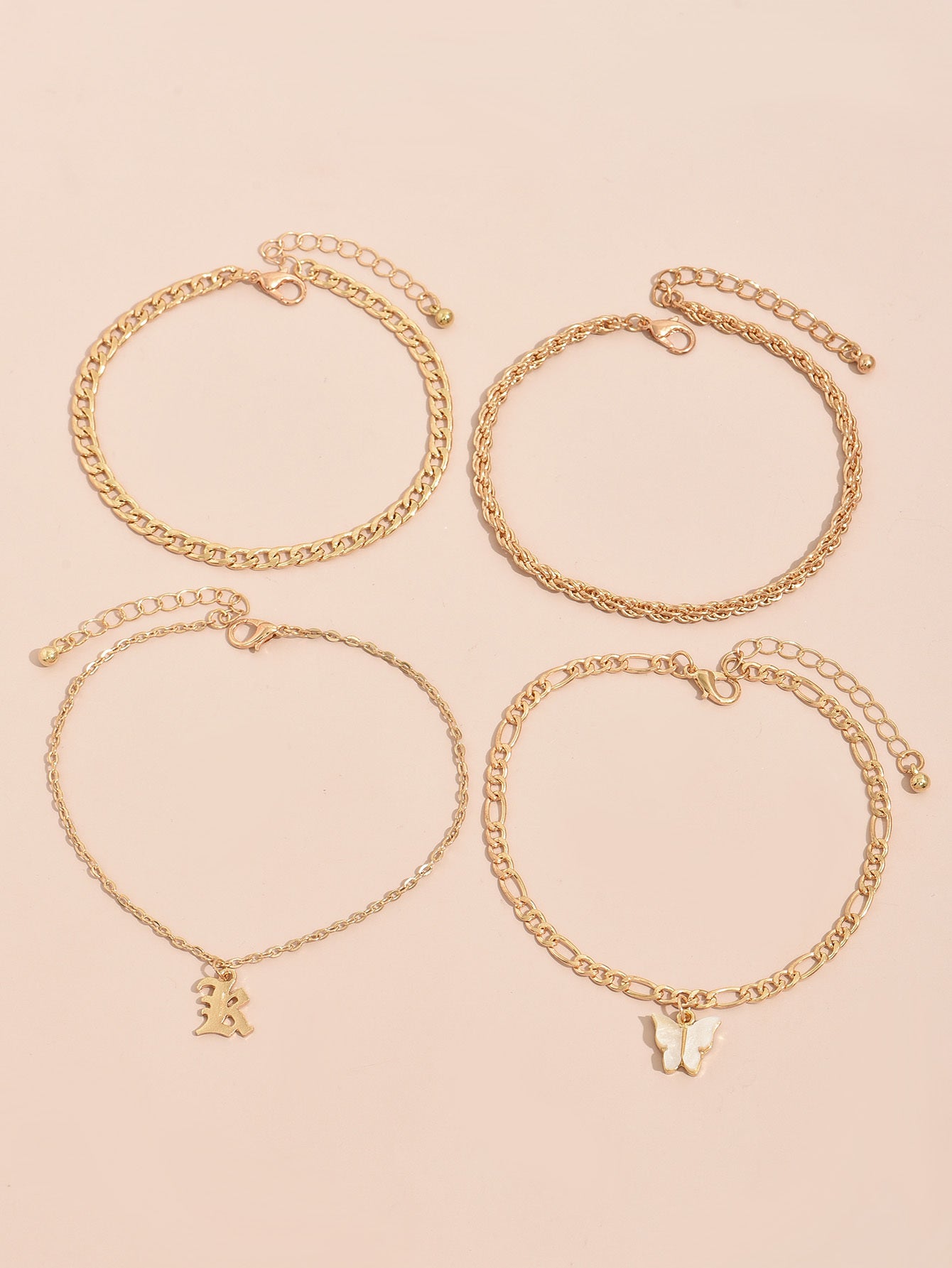 Women Multi Layer Bracelet Set Zinc Alloy Electroplated Finish Unilateral Design Individually Packaged Jewelry