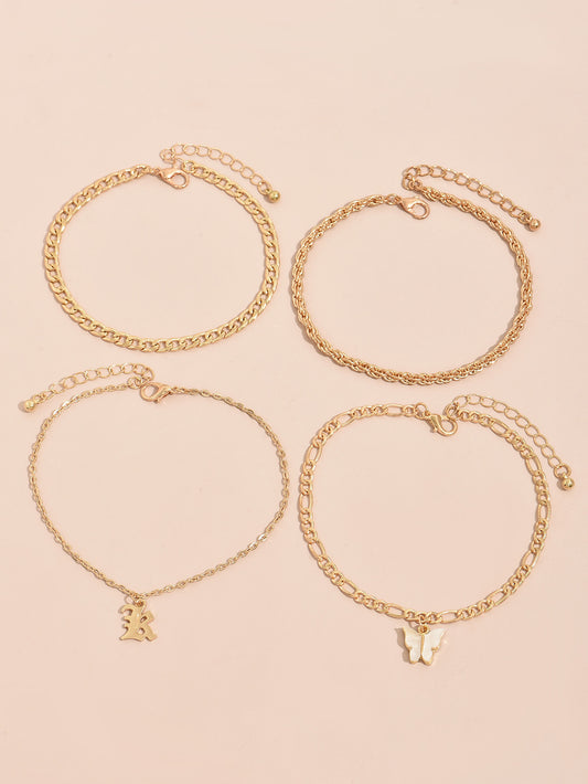 Women Multi Layer Bracelet Set Zinc Alloy Electroplated Finish Unilateral Design Individually Packaged Jewelry