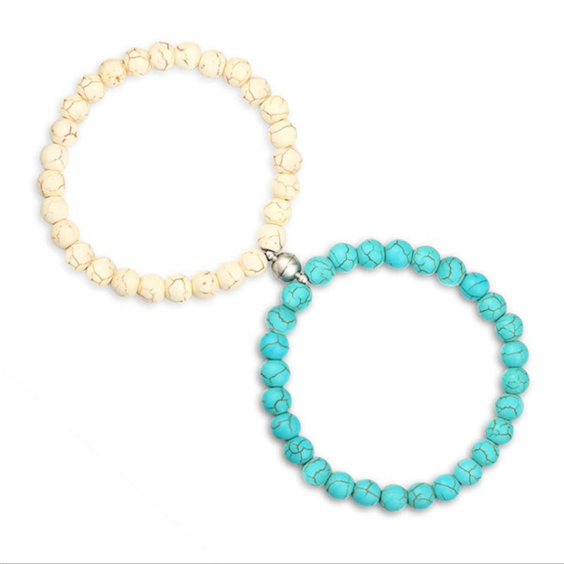 Couple Bracelets Set With Magnetic Buckle Matching Bracelet Simple Geometric Design Ethnic Retro Jewelry Anniversary