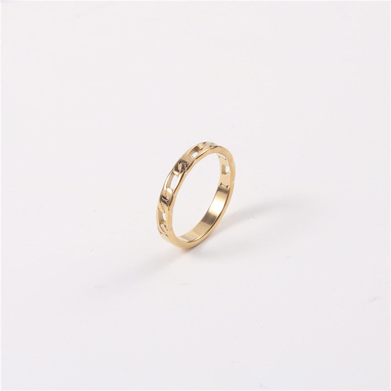 Titanium Steel Chain Ring Designers Cutout Metal Band Durable Versatile Fashion Jewelry For Men Women Everyday