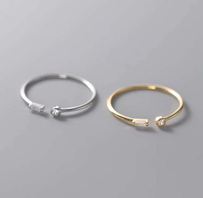 S925 Silver Small Lady Square Diamond Ring for Women Elegant Fine Circle Ring Adjustable for Everyday Wear Now