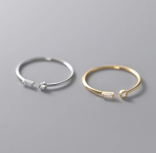 S925 Silver Small Lady Square Diamond Ring for Women Elegant Fine Circle Ring Adjustable for Everyday Wear Now