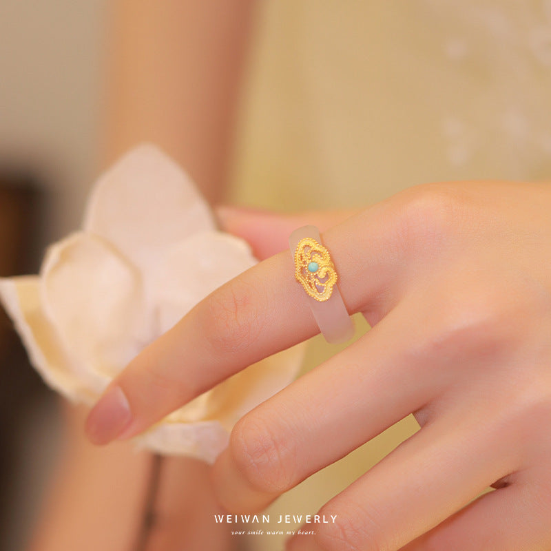 Womens Geometric Alloy Ring Beaded Ring With Rainbow Elements Multi Treasure Design Jewelry Gift For Her Alloy