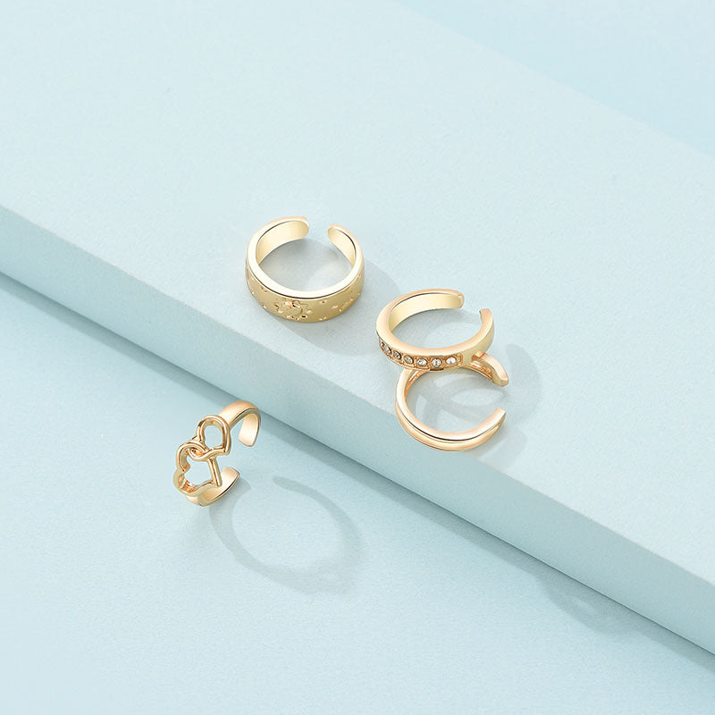 Womens Gold Plated Ring Set Knuckle Stackable Geometric Design Jewelry Trendy Rings Everyday Wear Modern Style