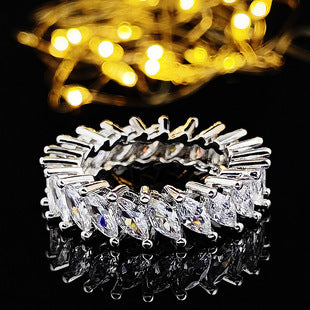 Women Vintage 8mm Copper Rings White Rose Gold Plated European Style Jewelry For Female Fashion Accessory Gem