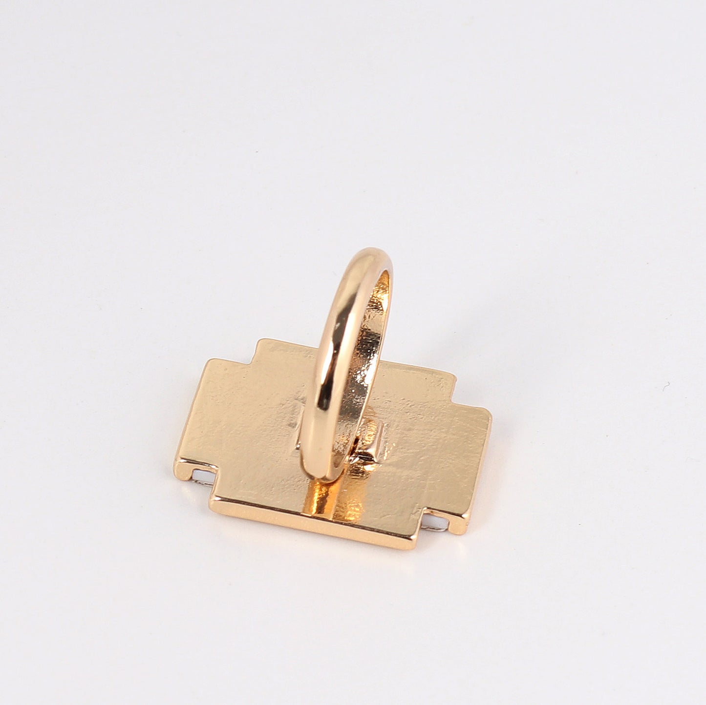 Rectangular Abalone Shell Inlaid Ring Geometric Design