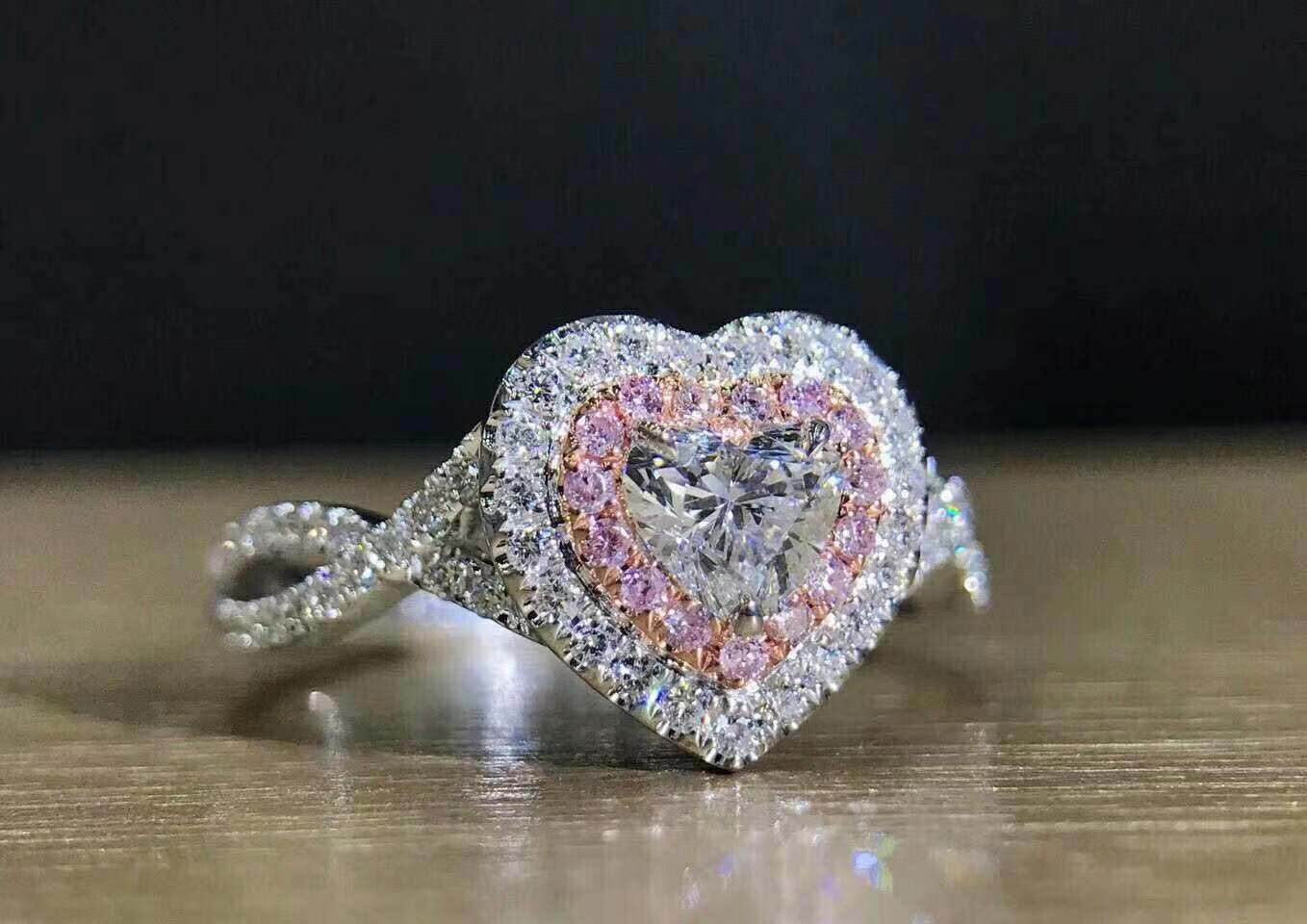 Womens Alloy Ring With White Crystal Heart Design Electroplated Fashion Jewelry Accessory With Crystal Sparkle