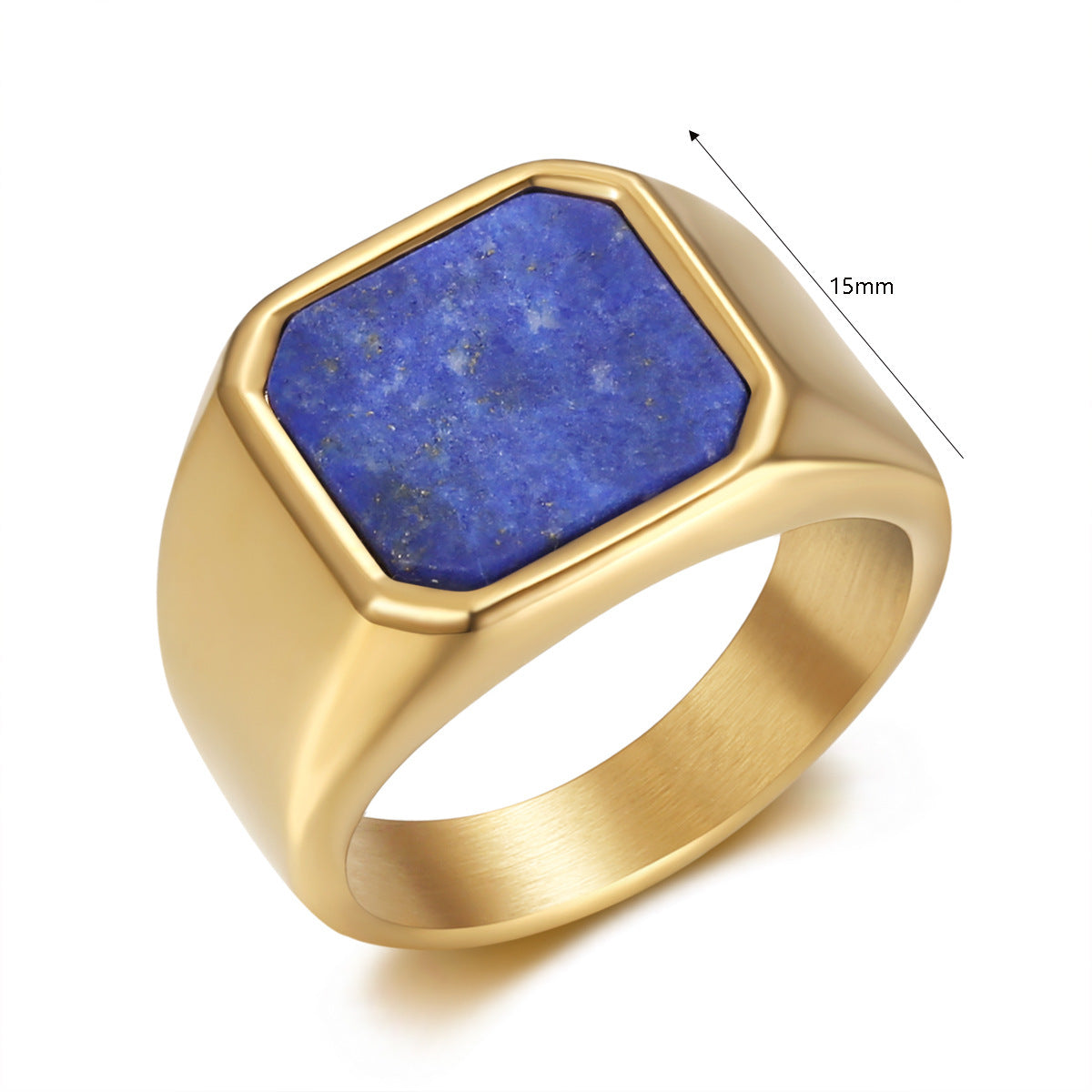 Mens Ring Titanium Steel Natural Gem Geometric Design Electroplated Fashion Accessory For Men Gift For Him Plus