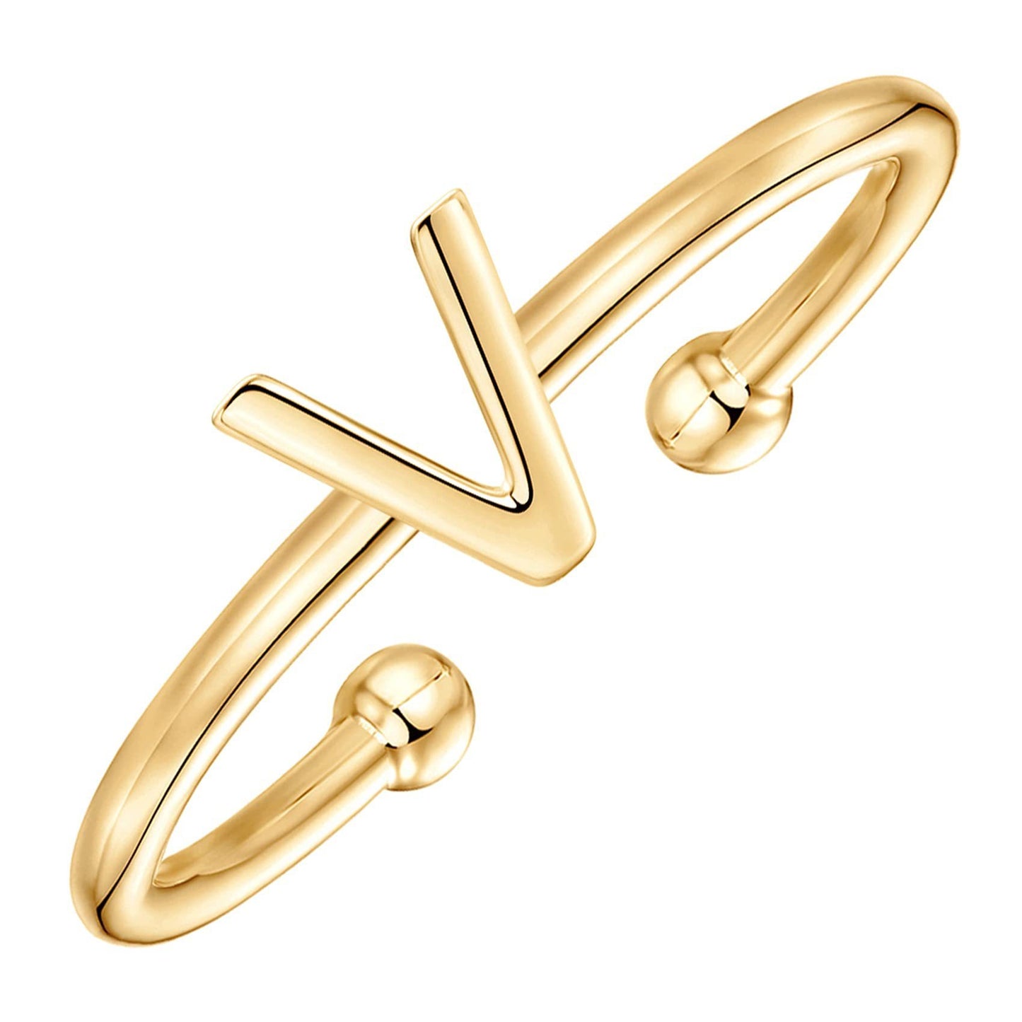 Adjustable Letter Ring Personalized Initial A To Z Copper Cutout Alphabet Ring For Women For Daily Wear Trendy