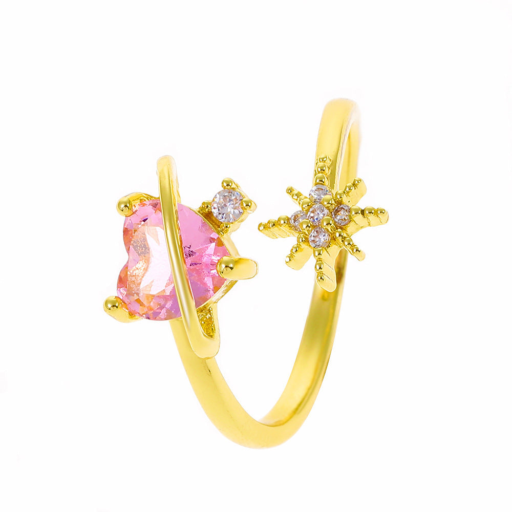 Heart Shape Zircon Ring For Women Alloy Jewelry Gift