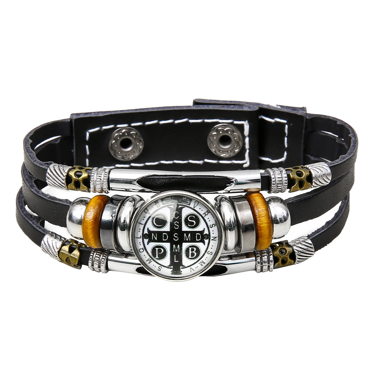 Mens Viking Compass Bracelet Multi Layered Leather Bracelet With Stainless Steel Titanium Steel Accents High Quality