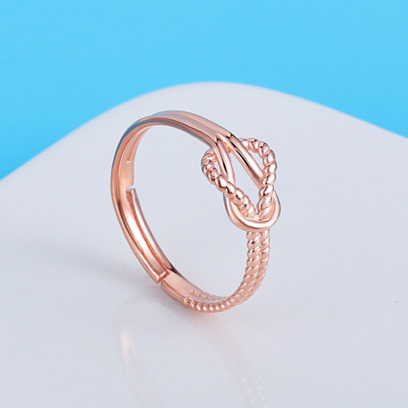 Women's Fashion Ring S925 Silver Ring Electroplated Rose Gold Geometric Ring for Her Elegant Ring Anniversary Ring Gift for Women and Girls