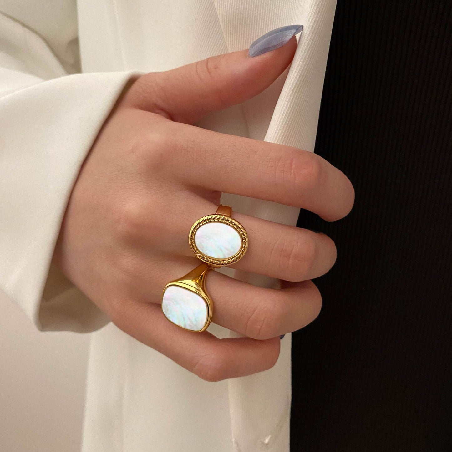 Retro European American Style Metal Texture Ring Gold Or Silver Women Adjustable Geometric Retro Jewelry Retro