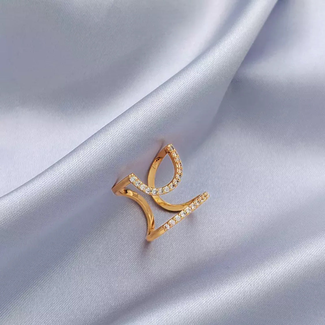 Unisex Geometric Alloy Rings Electroplated Metal Fashion Jewelry Single Ring And Double Ring Fingertip Cool Rings