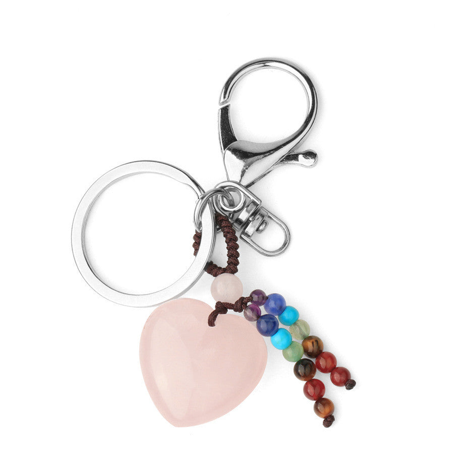 Natural Stone Keychain Electroplated Love Heart Key Chain Water Drop Bell Freshly Baked Unique Stone Drop Bell