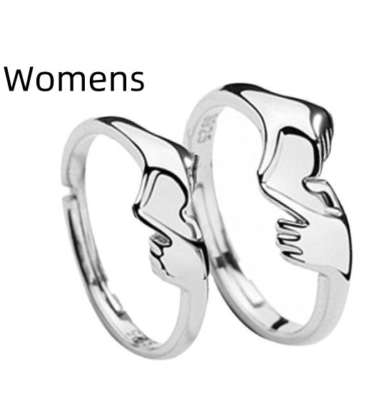 S925 Silver Rings Love Hand Holding Design Adjustable Opening Unisex Pair For Couples Engagement Jewelry Gifts
